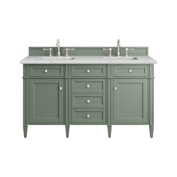 Brittany 60" Double Vanity in Smokey Celadon with Ethereal Noctis Top