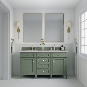 Brittany 60" Double Vanity in Smokey Celadon with Eternal Serena Top