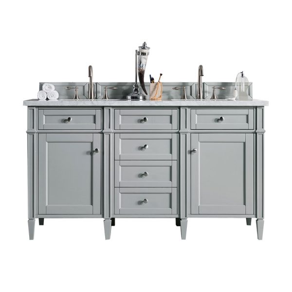 Brittany 60" Double Vanity in Urban Gray with Carrara Marble Top