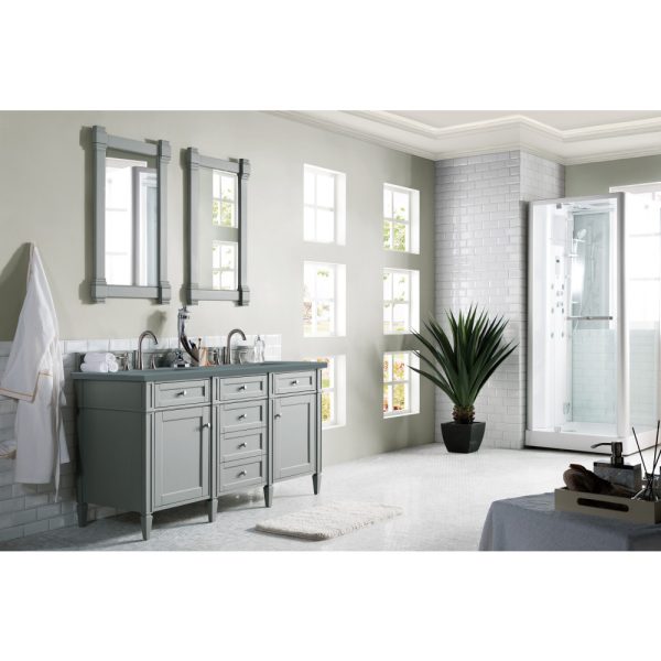 Brittany 60" Double Vanity in Urban Gray with Cala Blue Quartz Top