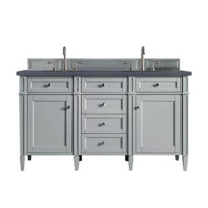 Brittany 60" Double Vanity in Urban Gray with Charcoal Soapstone Quartz Top
