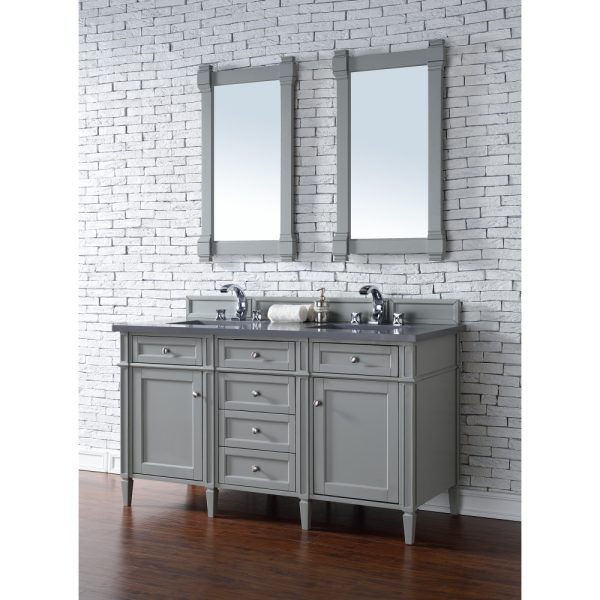 Brittany 60" Double Vanity in Urban Gray with Charcoal Soapstone Quartz Top