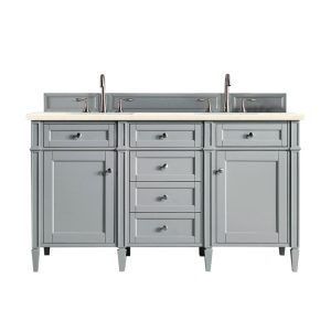Brittany 60" Double Vanity in Urban Gray with Eternal Marfil Quartz Top