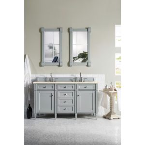 Brittany 60" Double Vanity in Urban Gray with Eternal Marfil Quartz Top