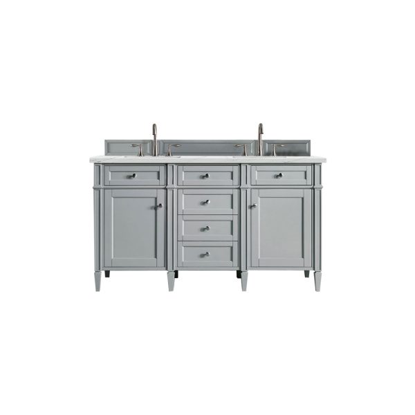 Brittany 60" Double Vanity in Urban Gray with Ethereal Noctis Quartz Top