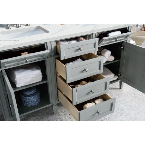 Brittany 60" Double Vanity in Urban Gray with Ethereal Noctis Quartz Top