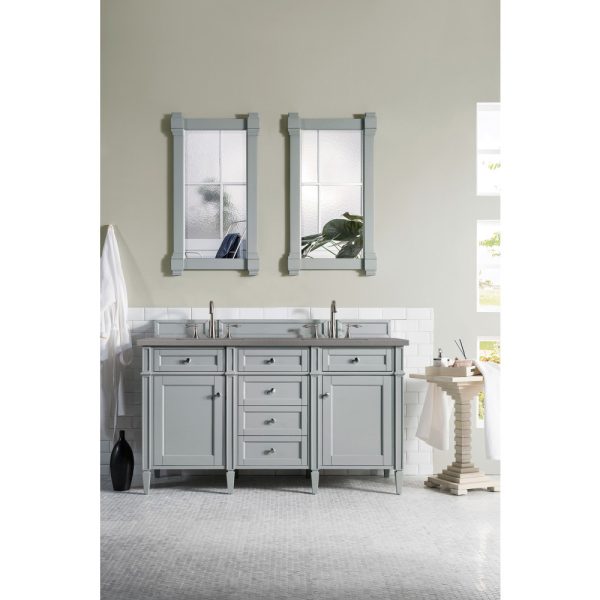 Brittany 60" Double Vanity in Urban Gray with Grey Expo Quartz Top
