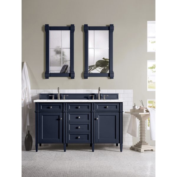 Brittany 60" Double Vanity in Victory Blue with Arctic Fall Solid Surface Top