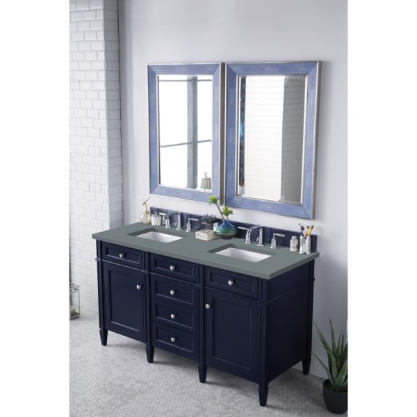 Brittany 60" Double Vanity in Victory Blue with Cala Blue Quartz Top
