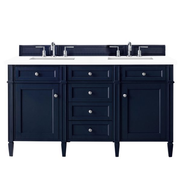 Brittany 60" Double Vanity in Victory Blue with White Zeus Quartz Top
