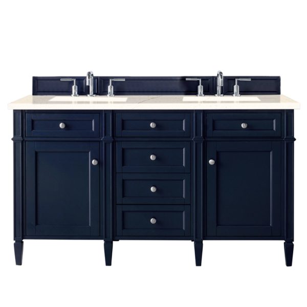 Brittany 60" Double Vanity in Victory Blue with Eternal Marfil Quartz Top