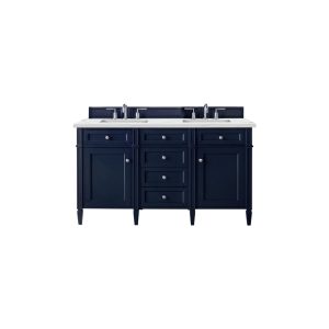 Brittany 60" Double Vanity in Victory Blue with Ethereal Noctis Quartz Top