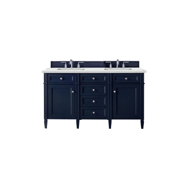 Brittany 60" Double Vanity in Victory Blue with Ethereal Noctis Quartz Top