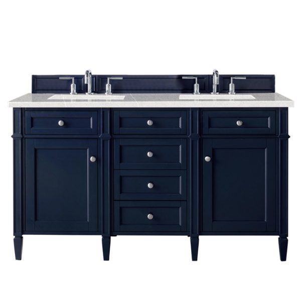 Brittany 60" Double Vanity in Victory Blue with Eternal Serena Quartz Top