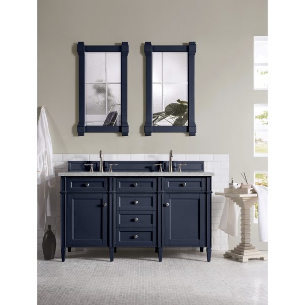 Brittany 60" Double Vanity in Victory Blue with Eternal Serena Quartz Top
