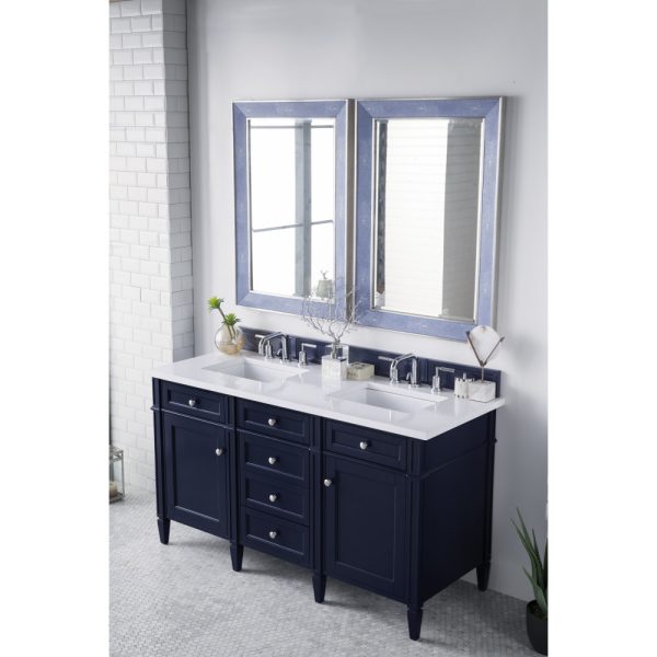 Brittany 60" Double Vanity in Victory Blue with White Zeus Quartz Top