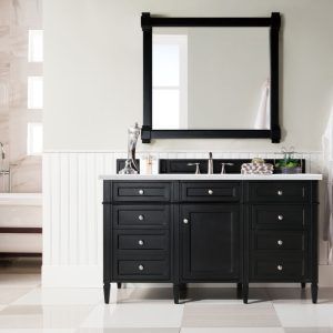 Brittany 60" Single Vanity in Black Onyx with Arctic Fall Solid Surface Top