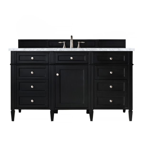 Brittany 60" Single Vanity in Black Onyx with Carrara Marble Top
