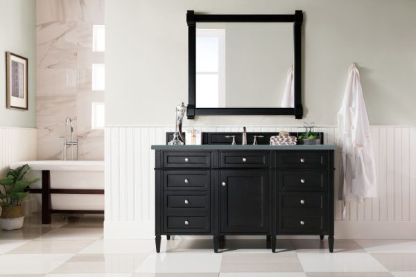Brittany 60" Single Vanity in Black Onyx, with Cala Blue Quartz Top