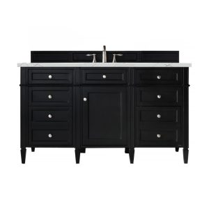 Brittany 60" Single Vanity in Black Onyx, with Ethereal Noctis Quartz Top