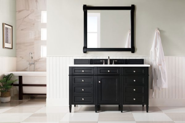 Brittany 60" Single Vanity in Black Onyx with White Zeus Quartz Top