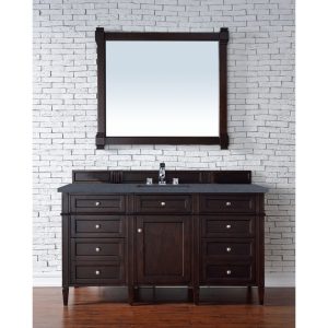 Brittany 60" Single Vanity in Burnished Mahogany with White Zeus Quartz Top