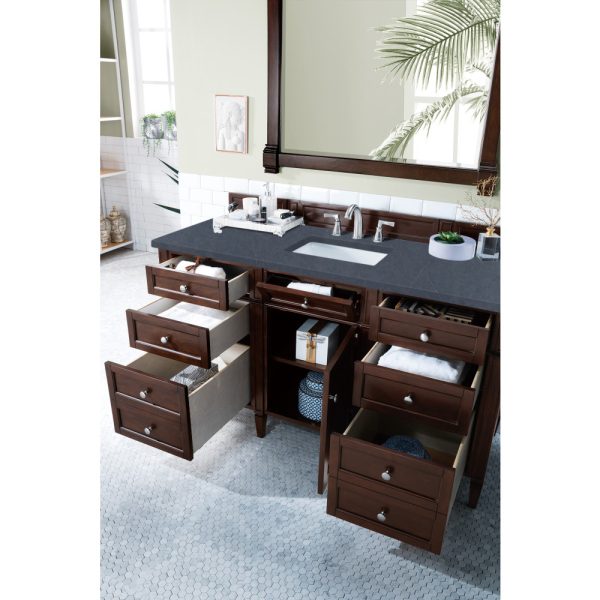 Brittany 60" Single Vanity in Burnished Mahogany with White Zeus Quartz Top