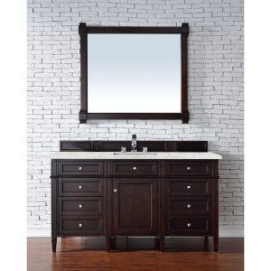 Brittany 60" Single Vanity in Burnished Mahogany with Eternal Jasmine Pearl Quartz Top