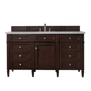 Brittany 60" Single Vanity in Burnished Mahogany with Eternal Serena Quartz Top