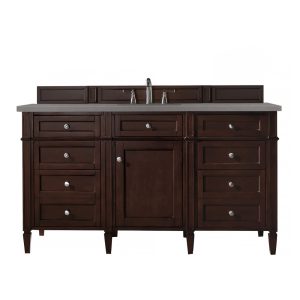 Brittany 60" Single Vanity in Burnished Mahogany with Grey Expo Quartz Top