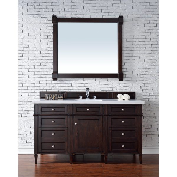 Brittany 60" Single Vanity in Burnished Mahogany with White Zeus Quartz Top