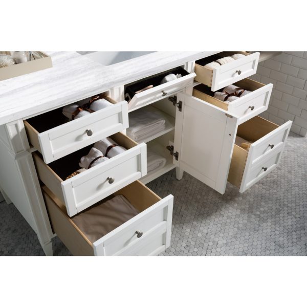 Brittany 60" Single Vanity in Bright White with Arctic Fall Solid Surface Top