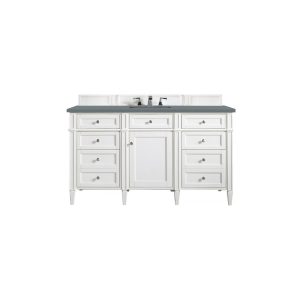 Brittany 60" Single Vanity in Bright White with Cala Blue Quartz Top