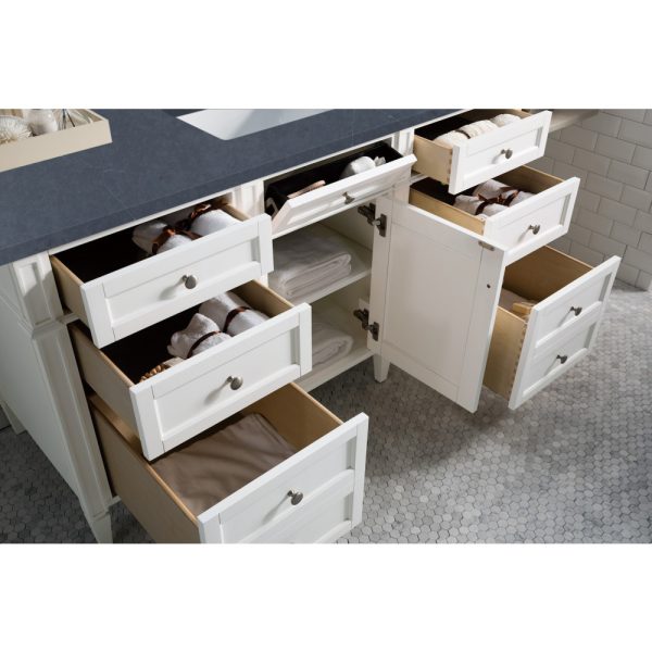 Brittany 60" Single Vanity in Bright White with Charcoal Soapstone Quartz Top