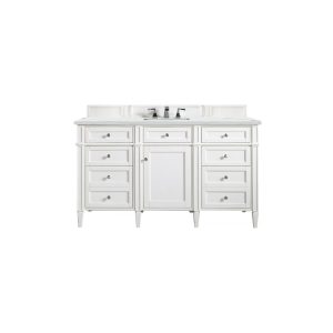 Brittany 60" Single Vanity in Bright White with Ethereal Noctis Quartz Top