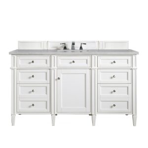 Brittany 60" Single Vanity in Bright White with Eternal Serena Quartz Top