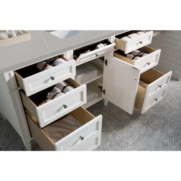 Brittany 60" Single Vanity in Bright White with Eternal Serena Quartz Top
