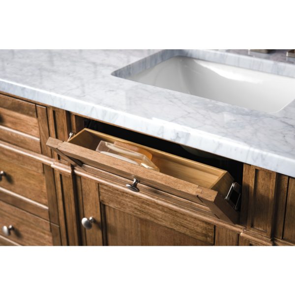 Brittany 60" Single Vanity in Saddle Brown with Carrara Marble Top