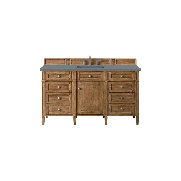 Brittany 60" Single Vanity in Saddle Brown with Cala Blue Quartz Top