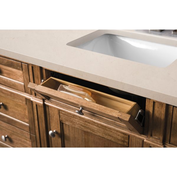 Brittany 60" Single Vanity in Saddle Brown with Eternal Marfil Quartz Top
