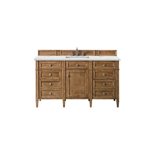 Brittany 60" Single Vanity in Saddle Brown with Ethereal Noctis Quartz Top