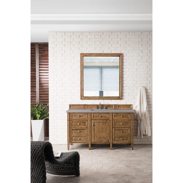 Brittany 60" Single Vanity in Saddle Brown with Grey Expo Quartz Top