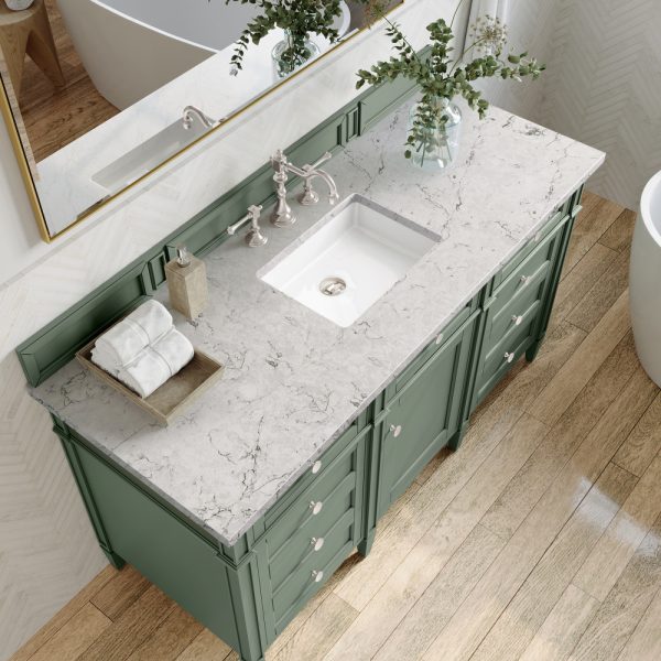 Brittany 60" Single Vanity in Smokey Celadon with Eternal Jasmine Pearl Top