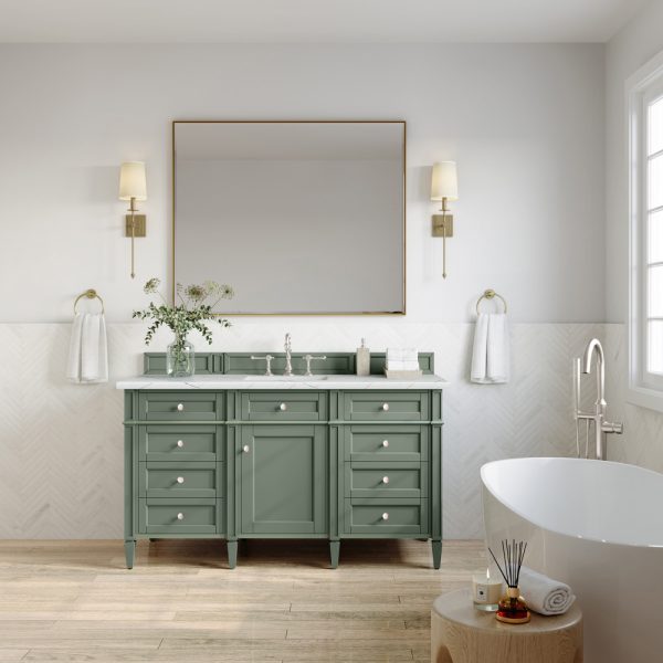 Brittany 60" Single Vanity in Smokey Celadon with Ethereal Noctis Top