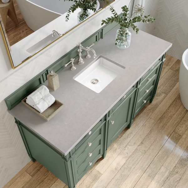 Brittany 60" Single Vanity in Smokey Celadon with Eternal Serena Top