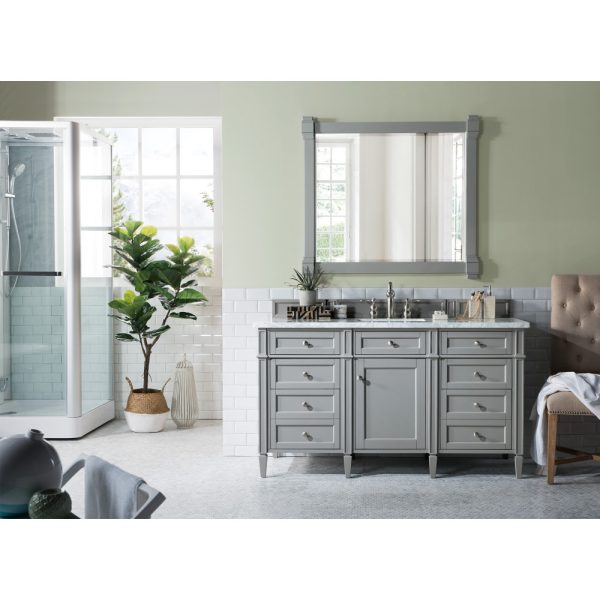 Brittany 60" Single Vanity in Urban Gray with Carrara Marble Top