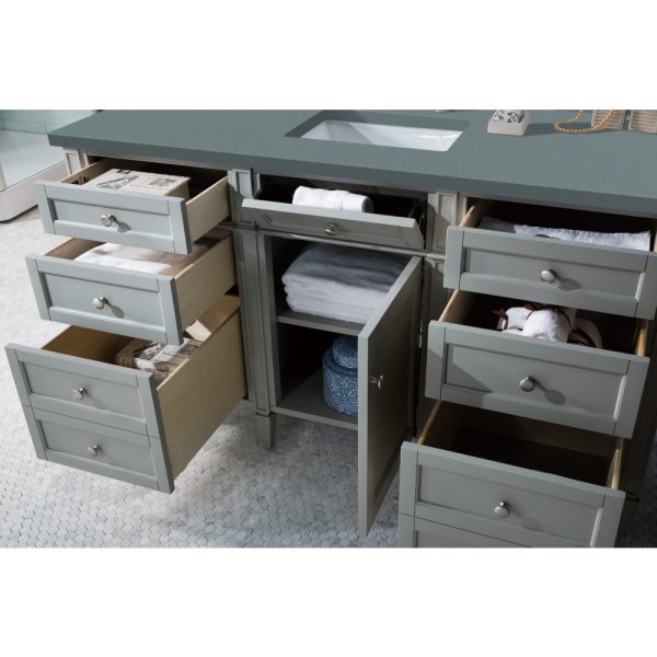 Brittany 60" Single Vanity in Urban Gray with Cala Blue Quartz Top