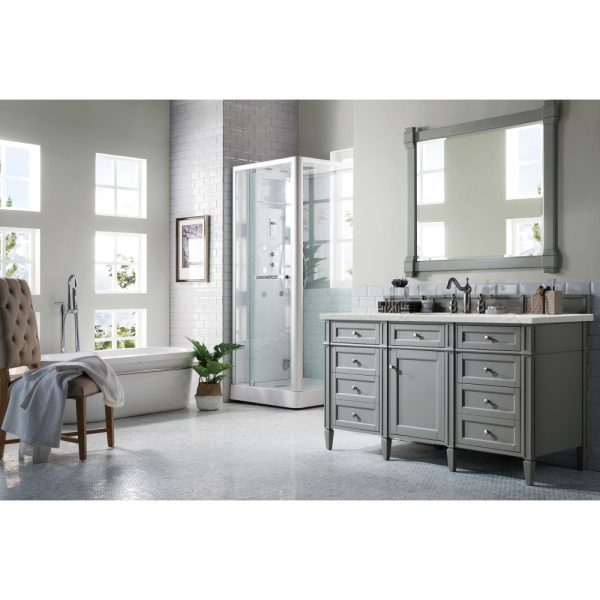 Brittany 60" Single Vanity in Urban Gray with Eternal Jasmine Pearl Quartz Top