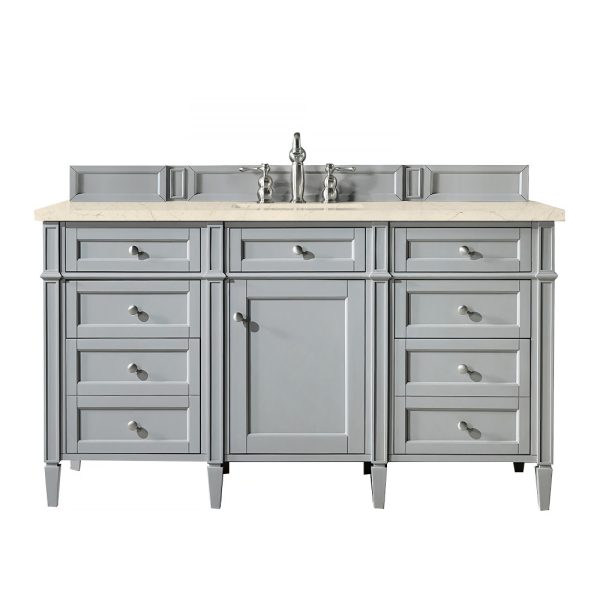 Brittany 60" Single Vanity in Urban Gray with Eternal Marfil Quartz Top