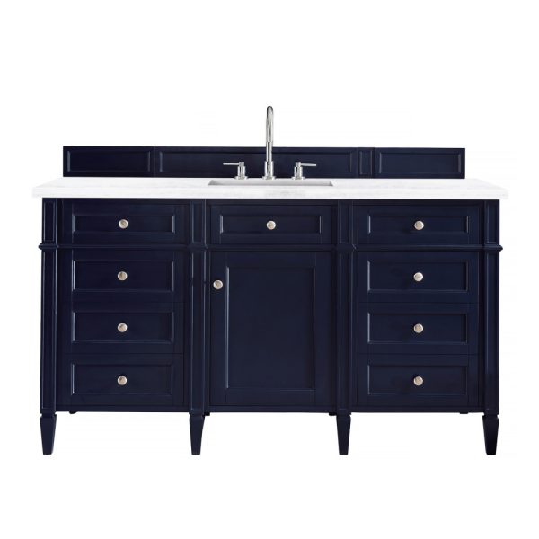 Brittany 60" Single Vanity in Victory Blue with Arctic Fall Solid Surface Top
